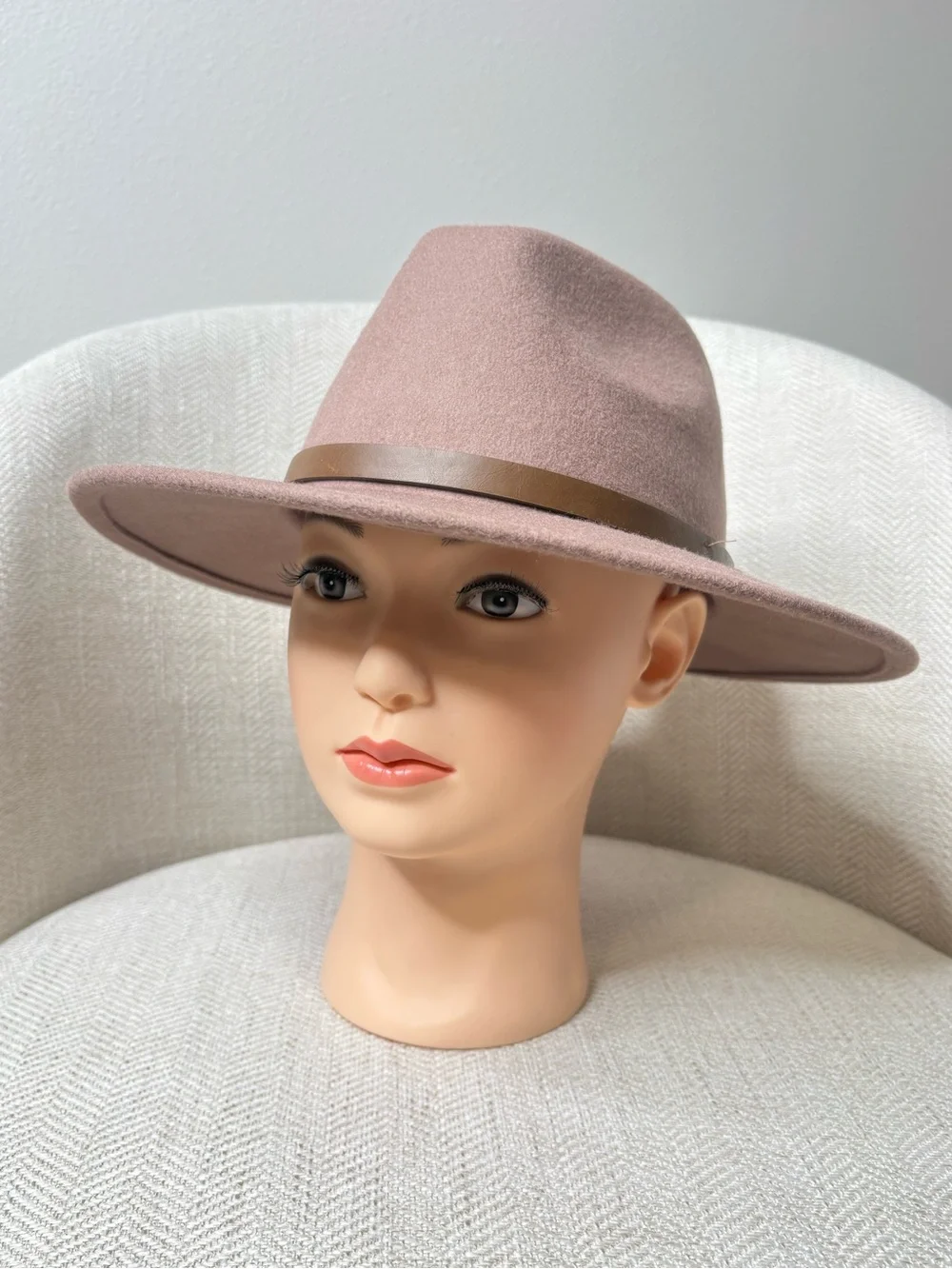 NWT Free People Wyeth 100% Wool Felt Fedora Hat with Leather Band Cocoa Brown